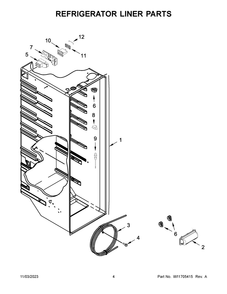 Refrigerator Liner Parts Diagram and Parts List for WRS311SDHM11  Whirlpool Refrigerator