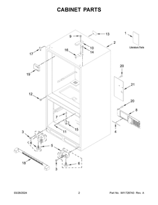 Cabinet Parts Diagram and Parts List for KRBL102ESS05  KitchenAid Refrigerator