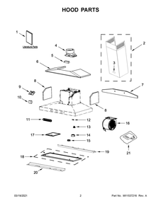 Hood Parts Diagram and Parts List for KVWB600HBS2  Whirlpool Range Hood