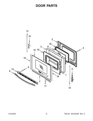 Door Parts Diagram and Parts List for WEC310S0FB3  Whirlpool Range