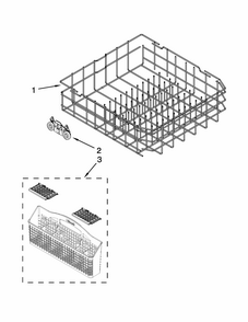 Lower Rack Parts Diagram and Parts List for 66513549N412  Kenmore Dishwasher