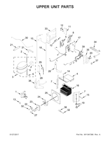 Upper Unit Parts Diagram and Parts List for KBBR306ESS01  KitchenAid Refrigerator