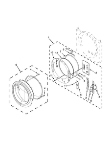 Door Parts Diagram and Parts List for WED72HEDW1  Whirlpool Dryer