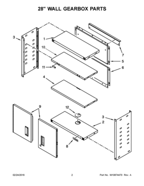 02 - 28 inches WALL GEARBOX PARTS Diagram and Parts List for GAWG28KDESG00  Whirlpool Cabinet