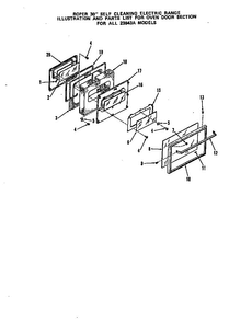 Oven Door Diagram and Parts List for 2384*3A  Roper Range