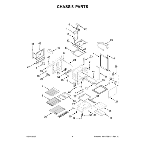Chassis Parts Diagram and Parts List for KSGB900ESS6  KitchenAid Range