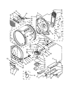 Bulkhead Parts Diagram and Parts List for WED8900BW0  Whirlpool Dryer