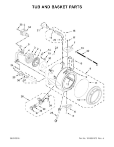 Tub And Basket Parts Diagram and Parts List for WFW8540FW0  Whirlpool Washer