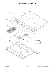02 - Cooktop Parts Diagram and Parts List for YMFES6030RZ0  Whirlpool Range
