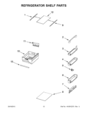 REFRIGERATOR SHELF PARTS Diagram and Parts List for WRB551WNBS00  Whirlpool Refrigerator