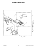 BURNER ASSEMBLY Diagram and Parts List for WGD9371YW1  Whirlpool Dryer