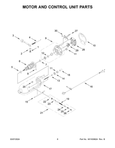 Motor And Control Unit Parts Diagram and Parts List for 5KSM195PSRBE0  KitchenAid Mixer