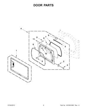 04 - DOOR PARTS Diagram and Parts List for YWED5800BC0  Whirlpool Dryer