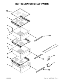 Refrigerator Shelf Parts Diagram and Parts List for 10641163310  Kenmore Refrigerator