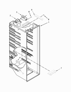 Refrigerator Liner Parts Diagram and Parts List for WRS322FNAH00  Whirlpool Refrigerator