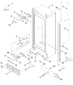 Cabinet Parts Diagram and Parts List for JBRFL24IGX20  Whirlpool Refrigerator