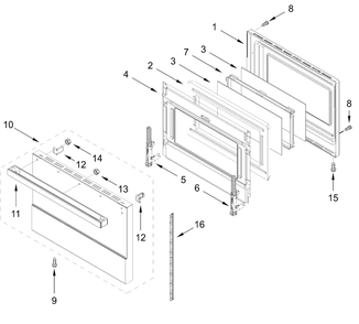Oven Door Parts (30 In) Diagram and Parts List for JPIGC748RM00  Whirlpool Range