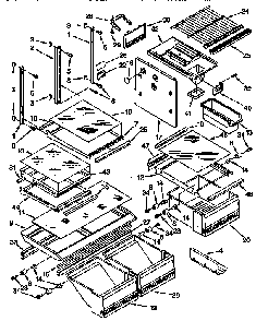 Shelf Diagram and Parts List for KTRS22QABL01  KitchenAid Refrigerator