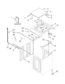 Top And Cabinet Parts Diagram and Parts List for 1CWTW4845EW0  Whirlpool Washer