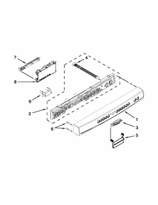 Control Panel And Latch Parts Diagram and Parts List for 66513043K114  Kenmore Dishwasher