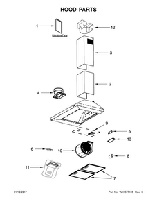 Hood Parts Diagram and Parts List for UXW7230BSS0  Whirlpool Range Hood