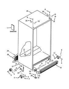 Cabinet Parts Diagram and Parts List for 8WRS25KNBF02  Whirlpool Refrigerator