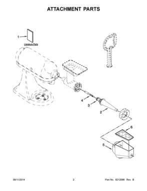 02 - ATTACHMENT PARTS Diagram and Parts List for FVSP0  Whirlpool Mixer