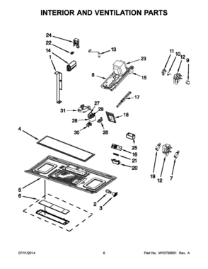 04 - INTERIOR AND VENTILATION PARTS Diagram and Parts List for YKMHS120ES0  Whirlpool Microwave