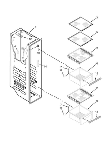 Freezer Liner Parts Diagram and Parts List for KRSC500ESS00  KitchenAid Refrigerator