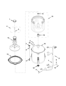 Basket And Tub Parts Diagram and Parts List for 1CWTW4740YQ2  Whirlpool Washer