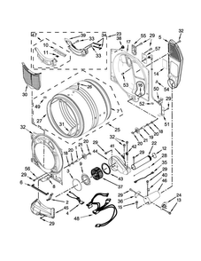 Bulkhead Parts Diagram and Parts List for WGD7505FW0  Whirlpool Dryer
