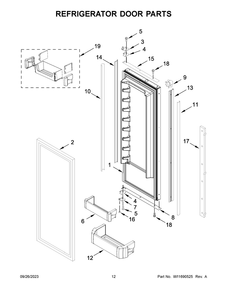 Refrigerator Door Parts Diagram and Parts List for KBFN502EPA05  KitchenAid Refrigerator