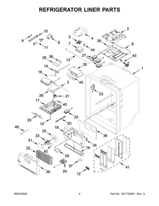 03 - Refrigerator Liner Parts Diagram and Parts List for WRMF7736PV01  Whirlpool Refrigerator