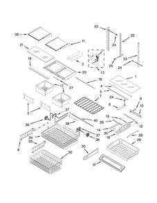Shelf Parts Diagram and Parts List for KRFC300ESS01  KitchenAid Refrigerator