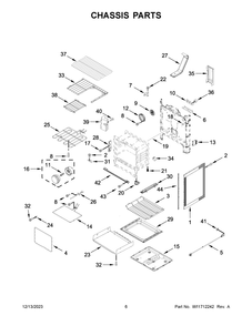 Chassis Parts Diagram and Parts List for YWFE745H0FS6  Whirlpool Range