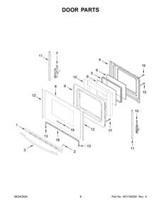 05 - Door Parts Diagram and Parts List for ACR4503SFW8  Whirlpool Wall Oven