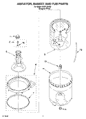 AGITATOR, BASKET AND TUB Diagram and Parts List for RAS7133KQ0  Roper Washer
