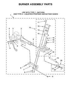 Burner Assembly Parts Diagram and Parts List for 11091942710  Kenmore Dryer