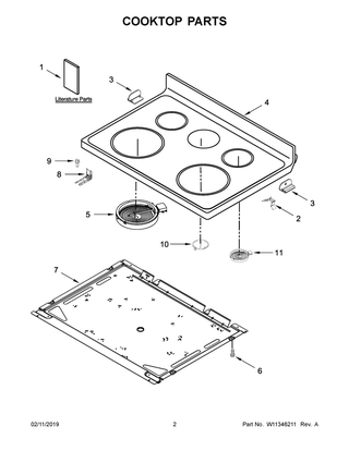 Cooktop Parts Diagram and Parts List for YWFE550S0HB1  Whirlpool Range