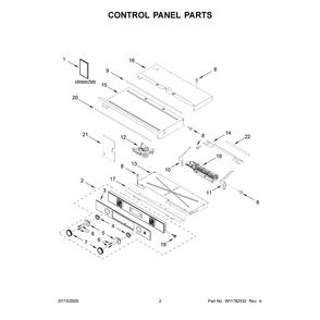 Control Panel Parts Diagram and Parts List for KOES727SPS00  KitchenAid Wall Oven