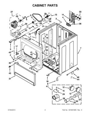 02 - CABINET PARTS Diagram and Parts List for YWED5800BC0  Whirlpool Dryer
