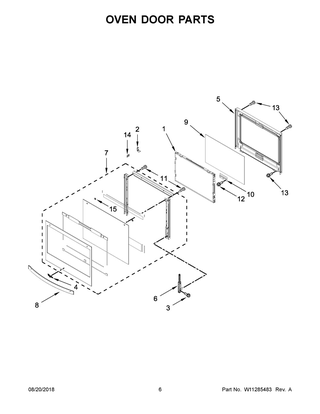 Oven Door Parts Diagram and Parts List for WOC75EC0HS01  Whirlpool Microwave Oven Combo