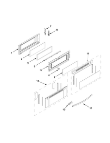 Upper Door Parts Diagram and Parts List for WGG745S0FH01  Whirlpool Range