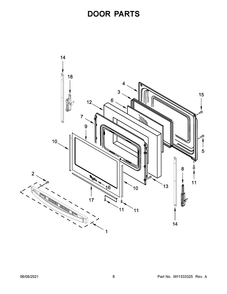 Door Parts Diagram and Parts List for WFE535S0JZ1  Whirlpool Range