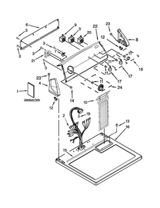 Top And Console Parts Diagram and Parts List for 3DWED4900YW2  Whirlpool Dryer