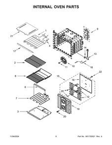 05 - Internal Oven Parts Diagram and Parts List for JMW3430LL04  Whirlpool Microwave Oven Combo