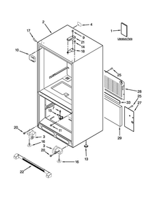 Cabinet Parts Diagram and Parts List for 5GBB22PRAW00  Whirlpool Refrigerator