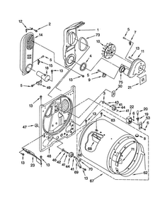 Bulkhead Diagram and Parts List for LGQ8858JQ1  Whirlpool Dryer