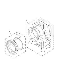 Door Parts Diagram and Parts List for WGD8740DW1  Whirlpool Dryer