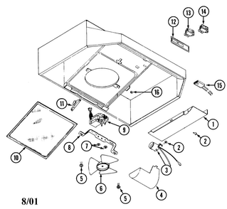 Body/internal Parts Diagram and Parts List for UXT2030AAW  Whirlpool Range Hood